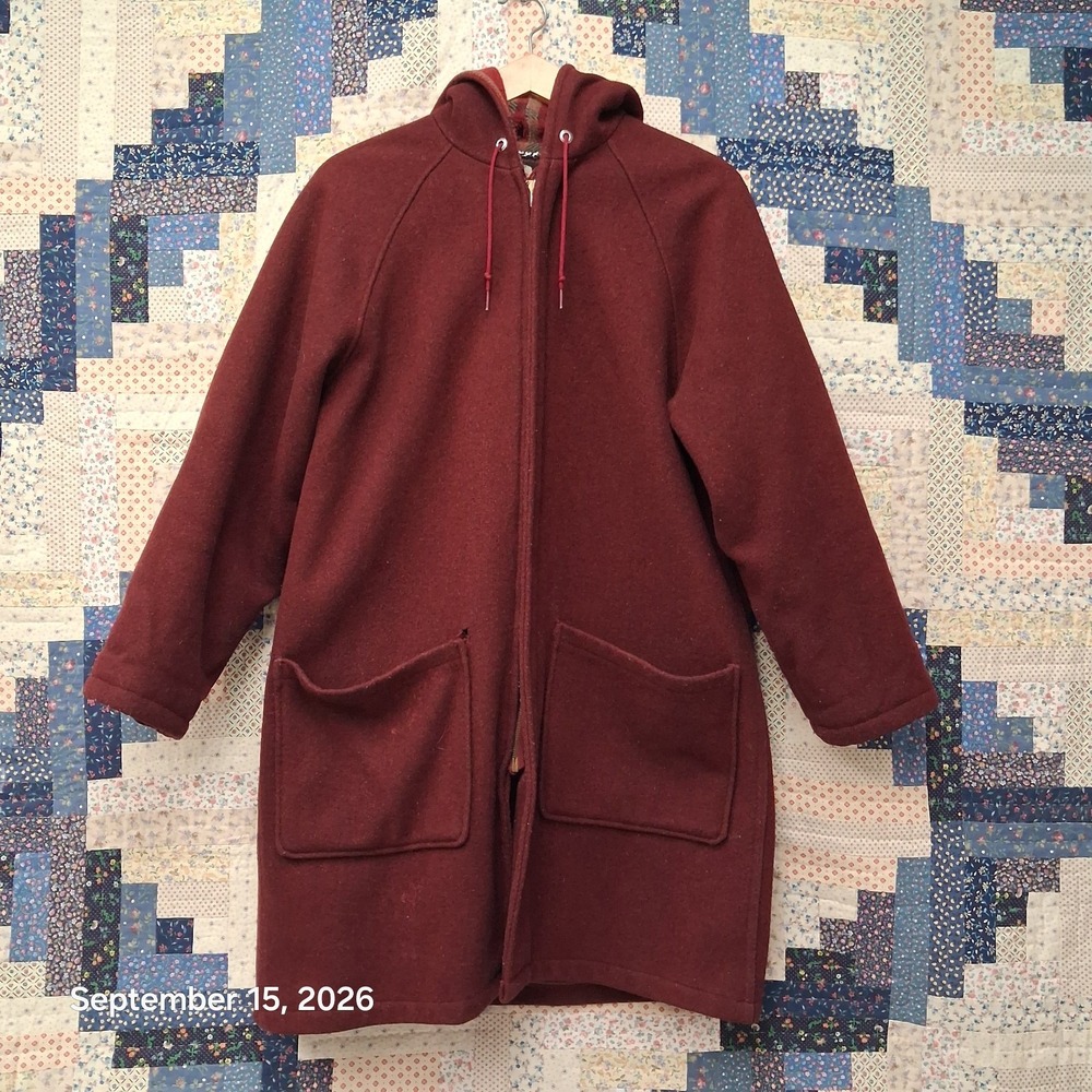 True Vintage 60s 70s Woolrich Wool Parka 6531 Coat Mens Medium Burgundy Hooded